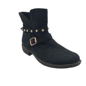 Skechers Boots Ankle Faux Leather Mad Dash Gems Black Womens Girls Size 5